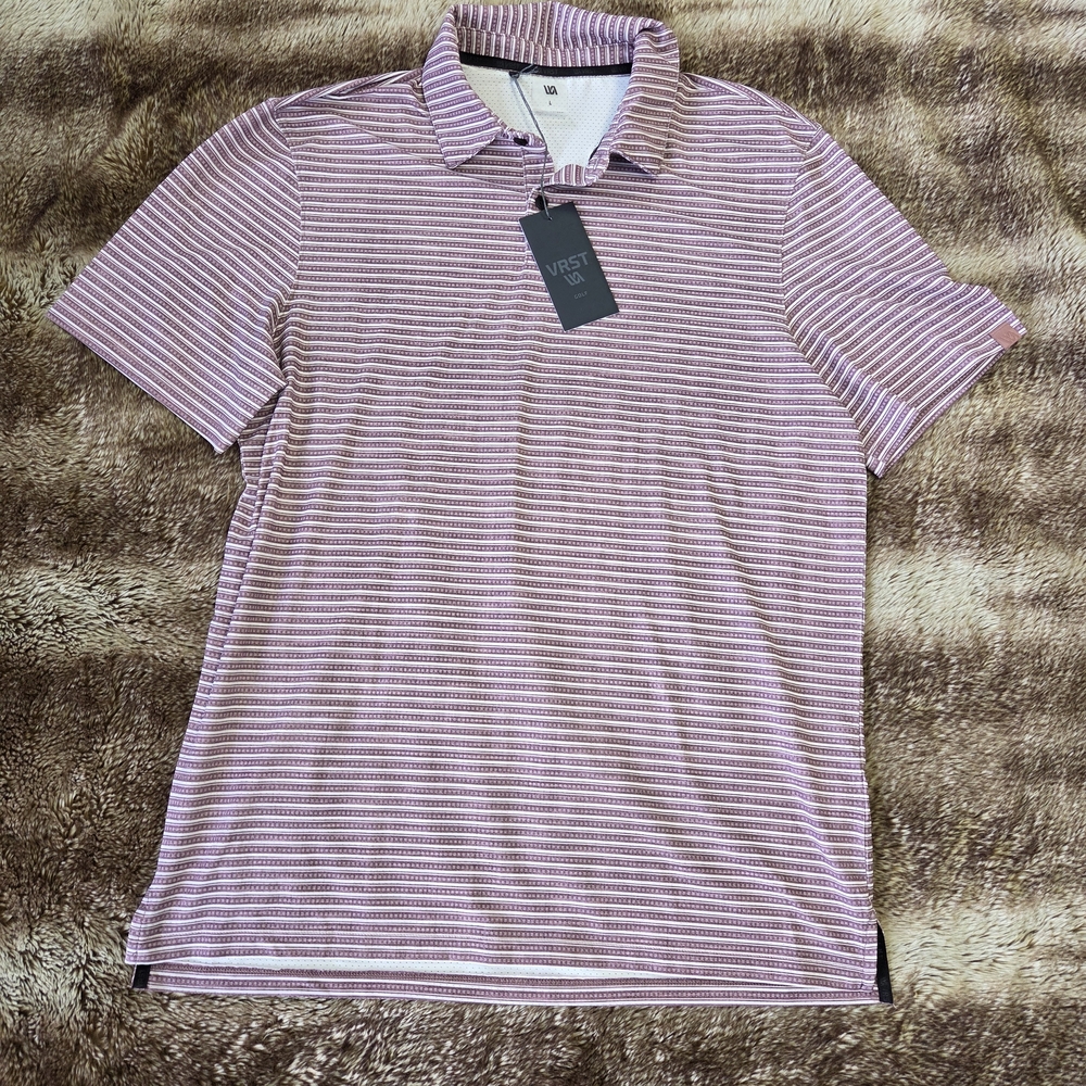 VRST Men’s Striped Performance Polo Shirt Moisture-Wicking Athletic Golf Top NWT